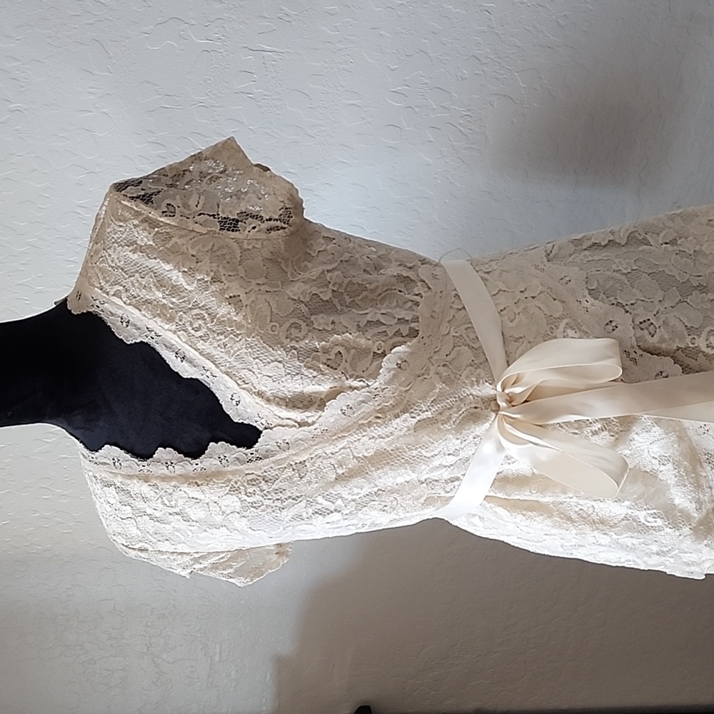 Lace Wrap Tie-Front Top - Cream - Picture 2 of 7